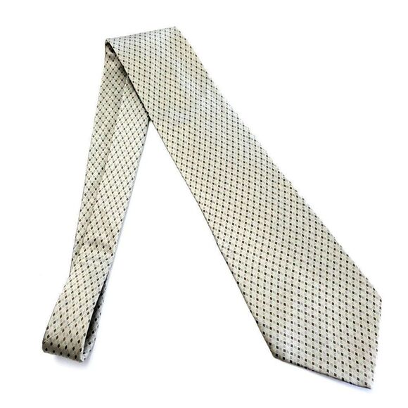 DKNY‎ Brown Geometric Print Wide Silk Tie - Picture 6 of 6